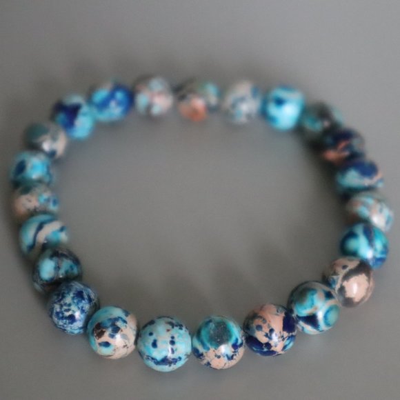Blue Jasper Stretch Bracelet - Picture 1 of 11